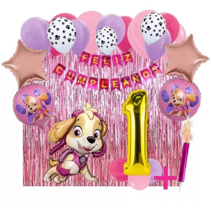 Deco-shop Corona cumpleaños Patrulla canina reversible y ajustable adornada  con pompones de colores (Patrulla canina rosa 3 años)