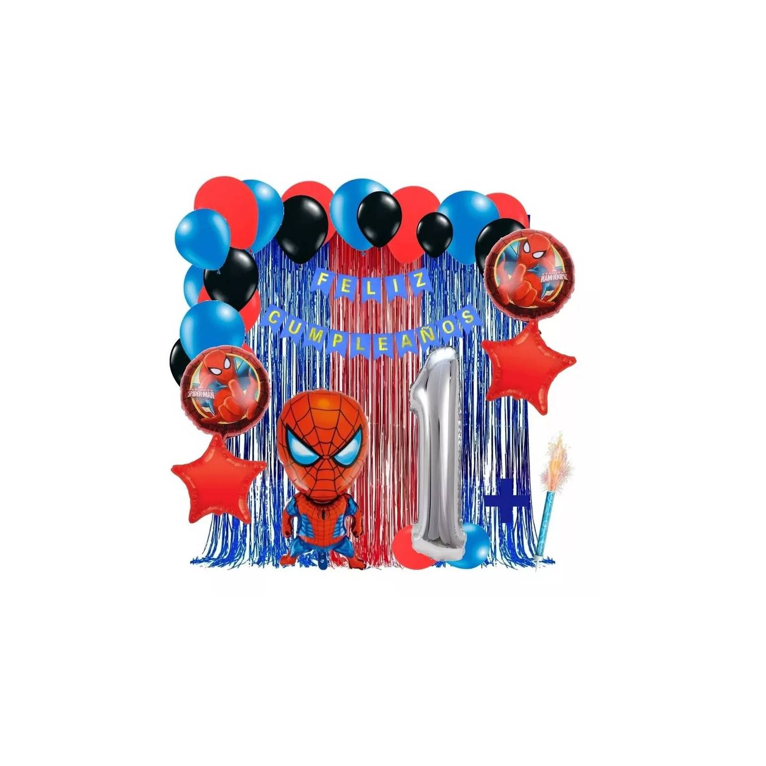 Kit Globos Spider-man Azul Decoración Cumpleaños