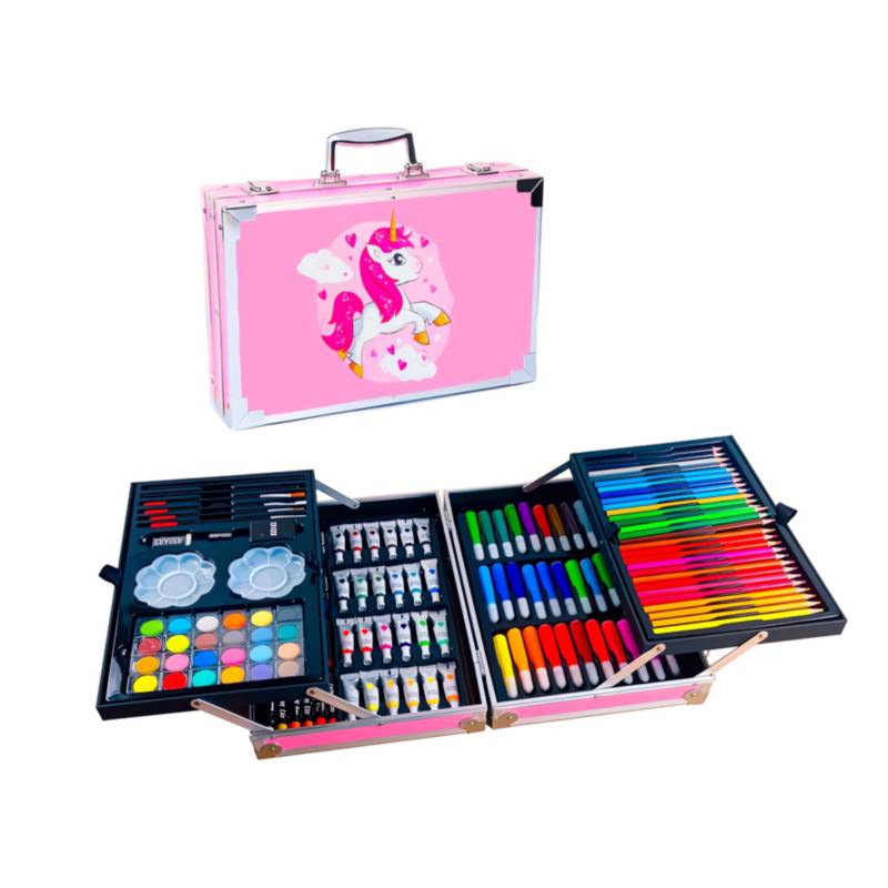 Set Kit Creativo Arte Dibujo Maleta Metálica X 145 Piezas – 1000 Options