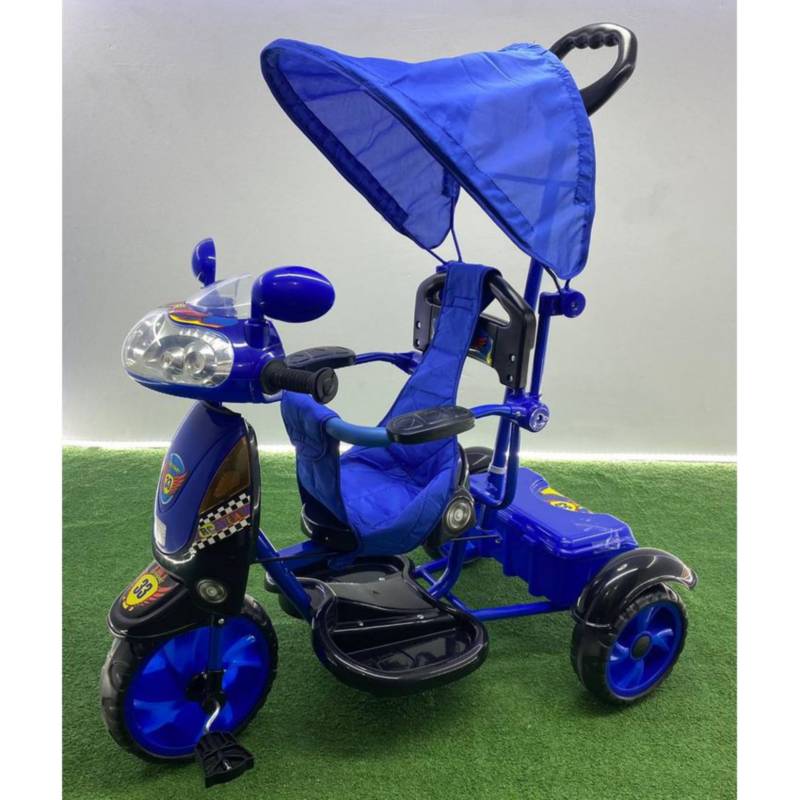 Triciclo Paseador Con Guía Para Niños Niñas Bebe Original 6065 azul  GENERICO