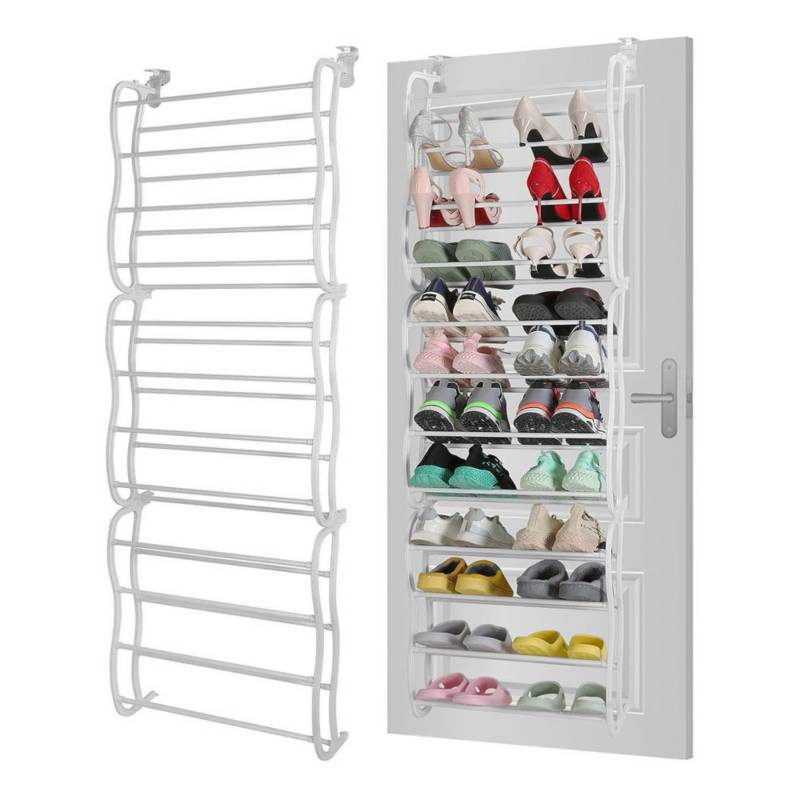 DYRABREST Zapatero portátil cerrado, 72 pares de armarios de zapatos,  organizador de zapatos de plástico blanco con puerta transparente, zapatero  de