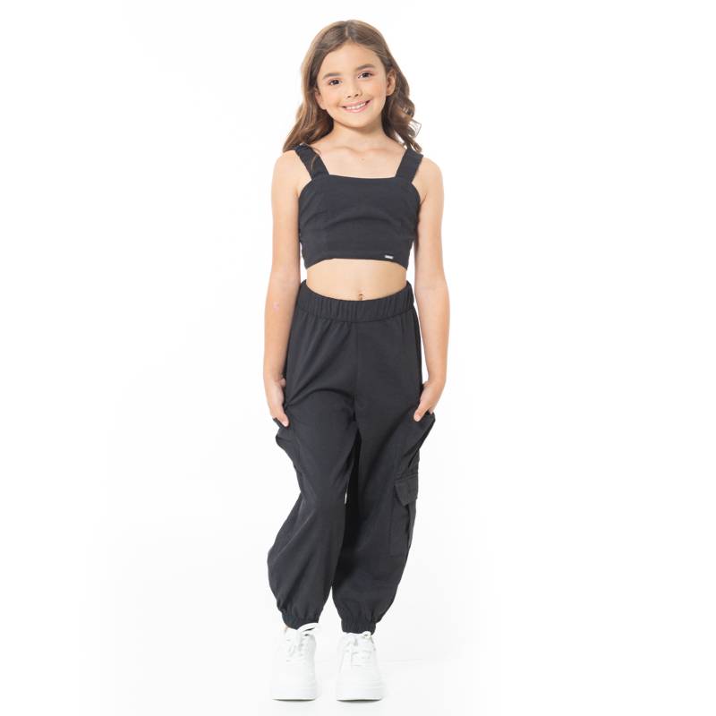 PANTALON CARGO PARA NIÑAS NEGRO – Nauty Blue