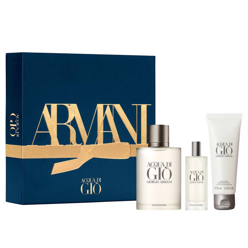 ARMANI - Set de Perfume Armani Giorgio Acqua EDT 100 ml + 15 ml + Shower Gel 75 ml Hombre