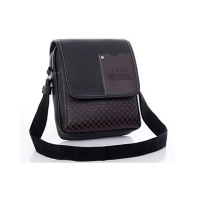 Bolso Cuero Pu Hombre Viajero Color Negro-Marron Generico Yk40-449