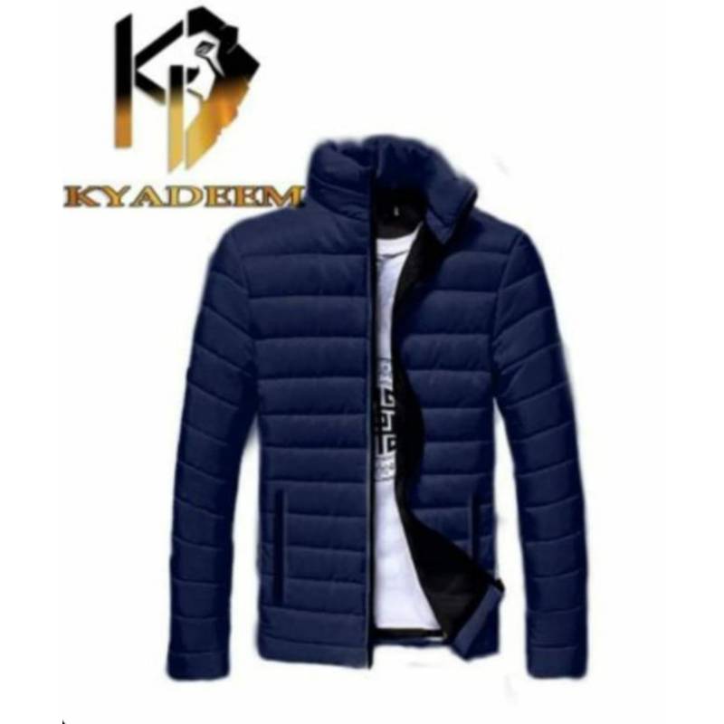  Chaqueta acolchada para hombre, sin capucha, ligera, con  bolsillo, con cremallera, chaqueta atlética sólida para hombre, Azul/claro  : Ropa, Zapatos y Joyería