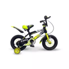 GENERICO - Bicicleta Infantil Aro 12 Amarilla con Rueda de Aprendizaje