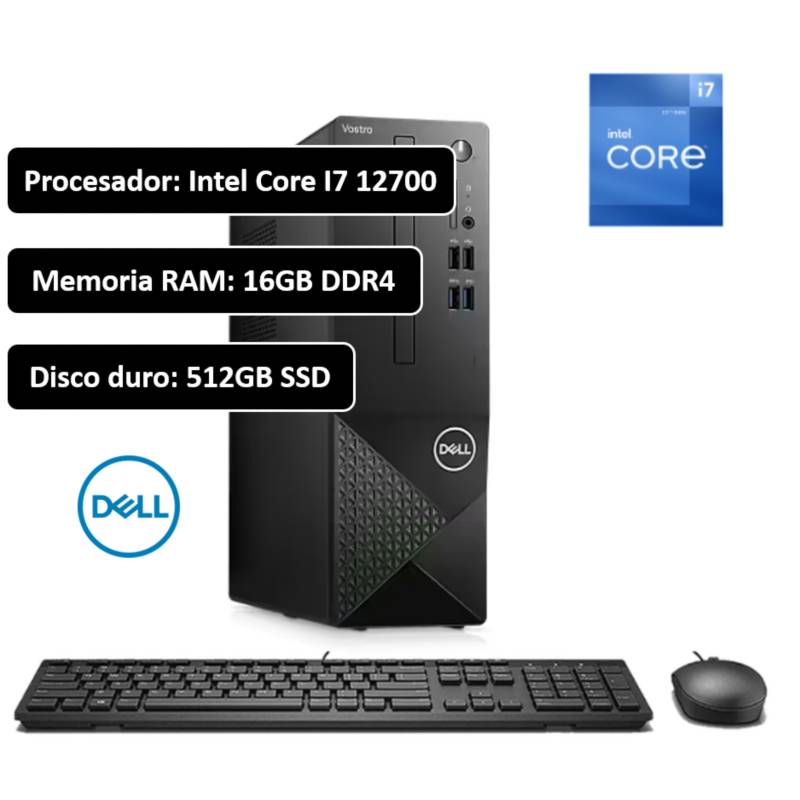 Dell Ordinateur De Bureau Vostro 3710 I7-12700/16GB/512GB SSD Gris