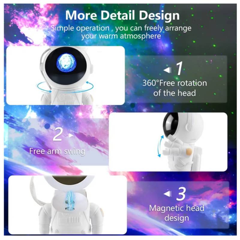 Astronauta Proyector de Nebulosa + Parlante Bluetooth