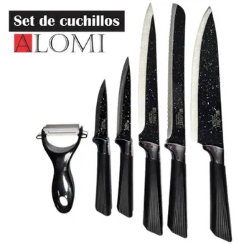 Set Cuchillos Cocina Chef Acero Inoxidable 6 Piezas Negro