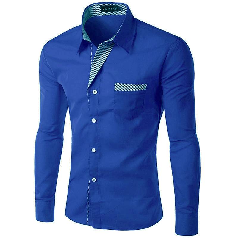 Camisas Para Hombres Camisa Azul Manga Larga Elegantes Casuales Formales RTZ