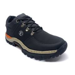 GENERICO - Zapato Tenis Hombre Reforzado Montañismo 100 Cuero Color Negro