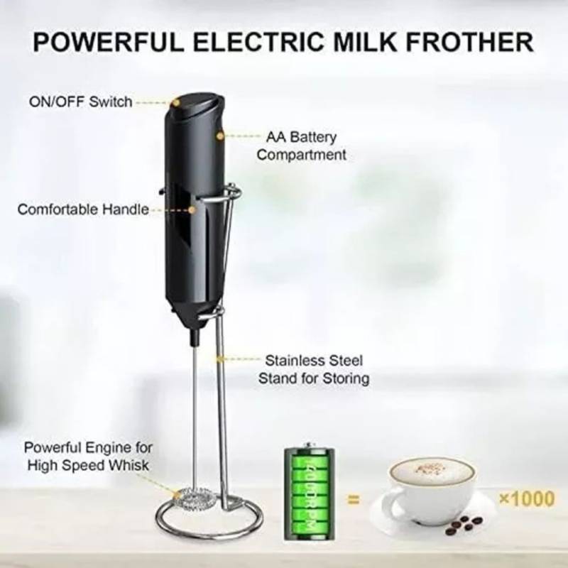 Batidor electrico portatil mezclador leche espuma + soporte