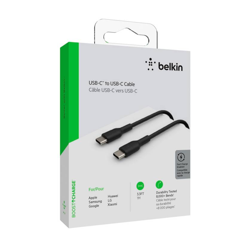 Cable USB a USBC 1m Negro, cable cargador tipo C BELKIN