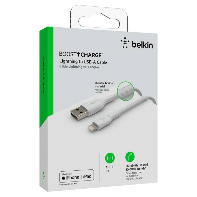 Cable Trenzado USB a Lightning 1 m Blanco BELKIN