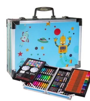 Set Kit Creativo Arte Dibujo Maleta Metálica X 145 Piezas