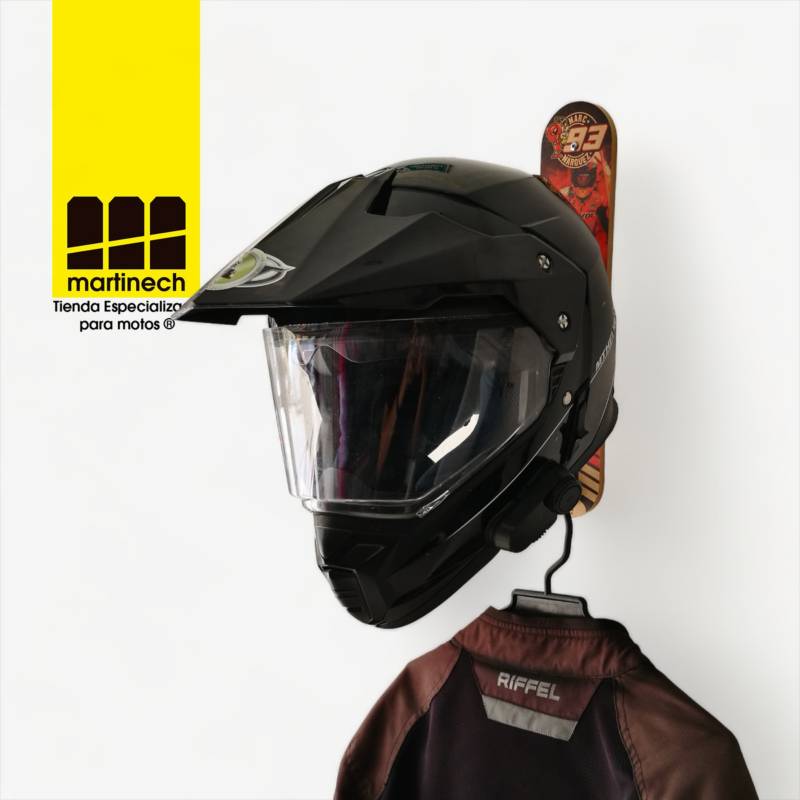 Soporte de pared para casco y chaqueta de moto 