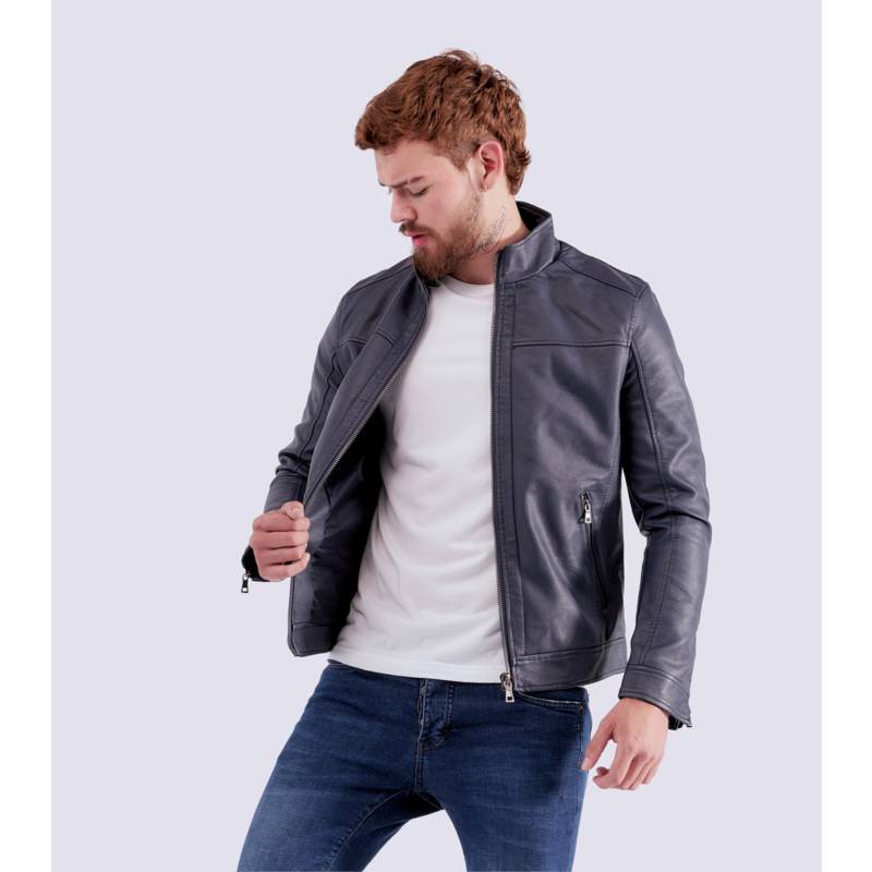 Chaqueta Para Hombre En Polipiel Cuello Alto Unser