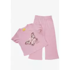 BABY PLANET - Conjunto largo camiseta rosa en rib para niña Baby Planet