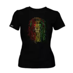 GENERICO - Camiseta León rasta reggae Dama mujer Original Nu Crown