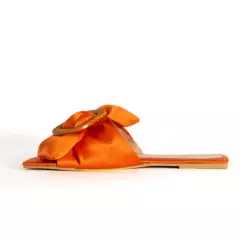 GENERICO - Sandalia plana Mtovar Referencia Glamour lazos color naranja
