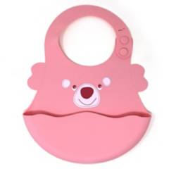 BEBESITOS - Babero de silicona con bolsillo bebesitos rosado