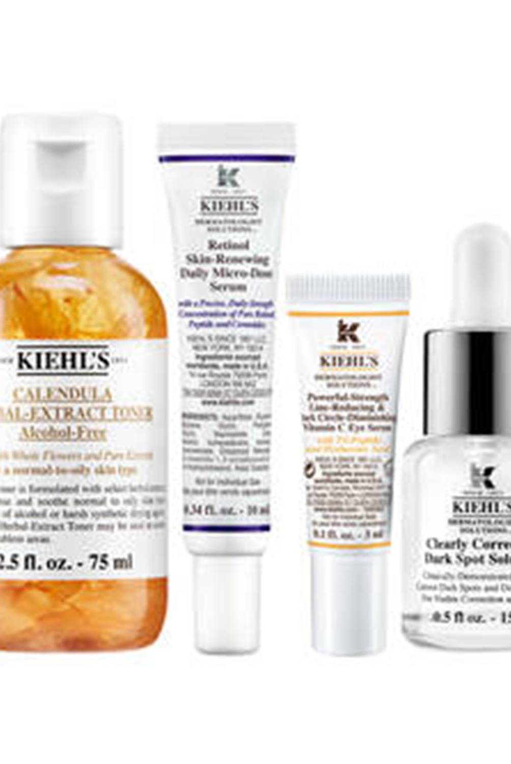 Kiehls - Set Tratamiento Facial Kiehls: Tónico Facial 75 ml + Serum 10 ml + Contorno de Ojos 3 ml + Serum 15 ml + Hidratante Facial 7 ml