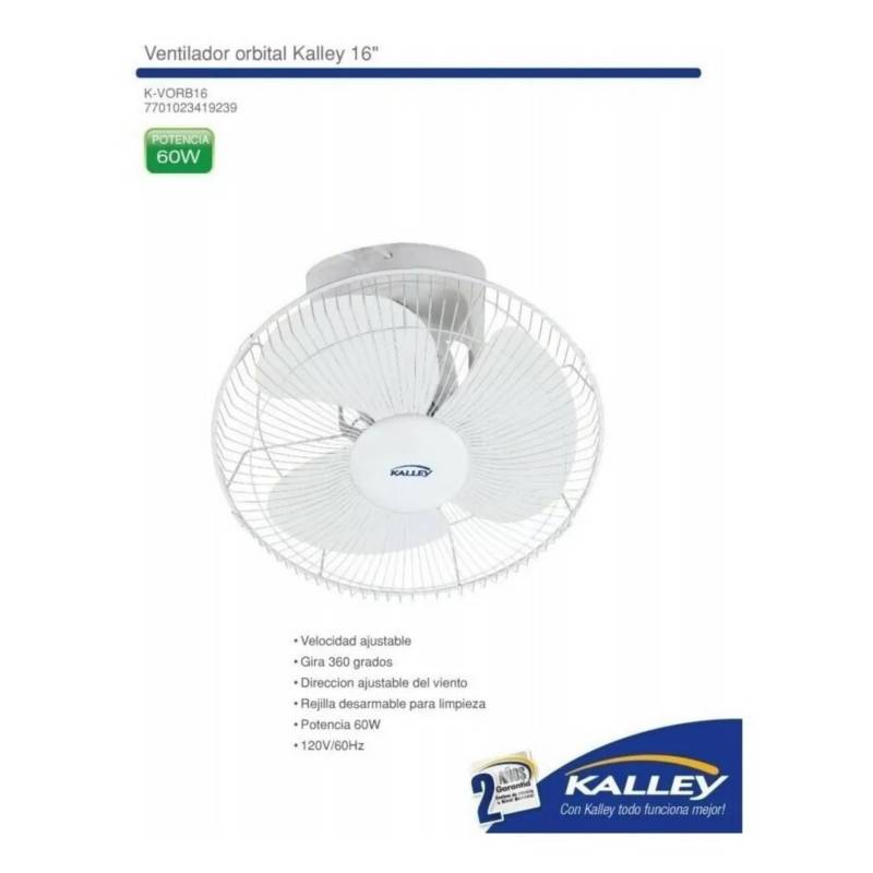 Kalley - Ventilador kalley techo/orbital 16¿ gira 360°