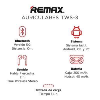 Audifono Bluetooth Remax Tws 3 Gris