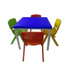 Ekonomodo Colombia - Mesa infantil andy azul + 4 sillas andy multicolor