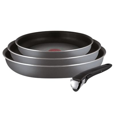 Tefal Set of 3 Cook sartenes-Daily 20 – 24 – 26 cm, Aluminium, Black, 26 cm