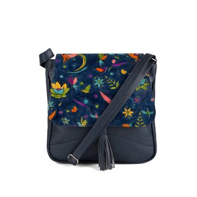 Bolso Macoly Cruzadas C325 Cuero Tala Azul 7368