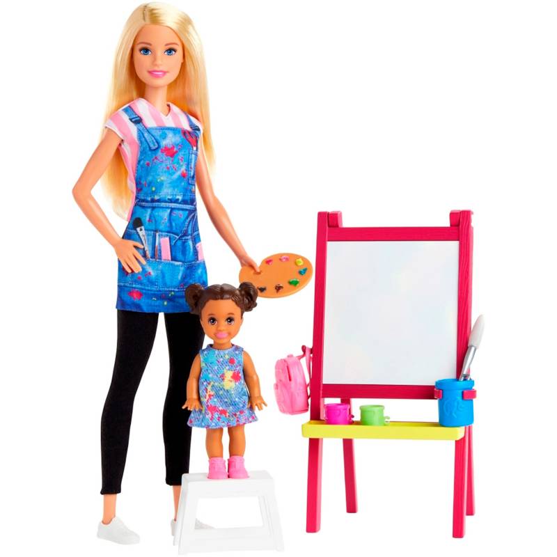 Barbie - Muñeca Barbie Careers Maestra De Arte Rubia Con Alumna