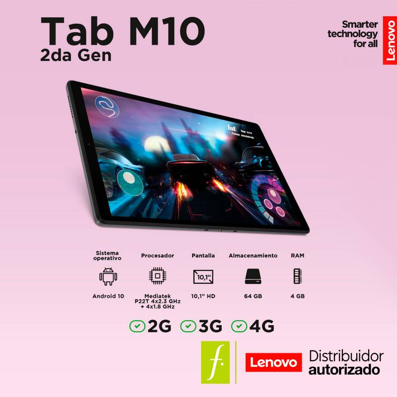 Tablet Lenovo M10 LTE 10.1 pulgadas 64GB, conectividad 4G/Bluetooth + 1 año  protección contra daños accidentales LENOVO