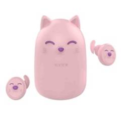 Audífonos bluetooth en forma de gato rosa