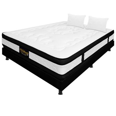 Colchón con Base Cama cama Doble Firme Espumado con Doble Pillow Hibrido 140 x 190 cm Dormilandia