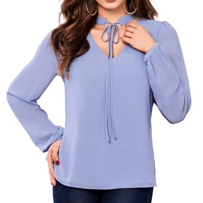 Blusa Jorja Azul Para Mujer Manga Larga Croydon Zk08760