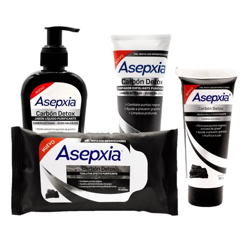 Asepxia - Kit Asepxia Exfoliante + Mascarilla + Liq + Toalli