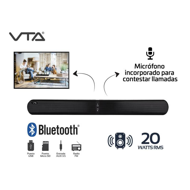 VTA - Barra de audio bluetooth 20 w rms, usb
