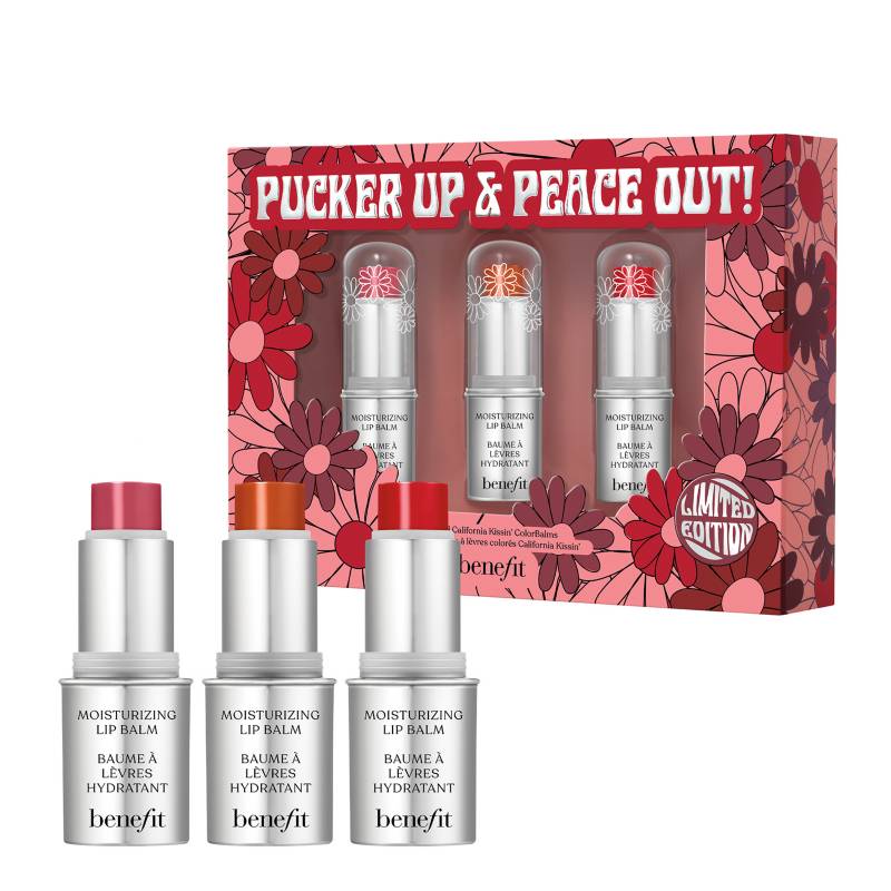  - Set Mini Bálsamos labiales Pucker Up Peace Out Benefit: mini Spiced Red 11, Ruby 22, Berry 333