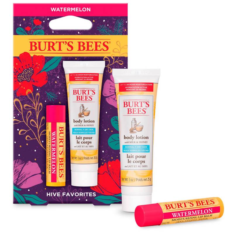 Burts Bees - Bálsamo Labial Kit Bb Hive Favorites Watermeloo Burt'S Bees : Incluye Lip Balm - Watermelon (0.15 Oz/4.25 G), Milk & Honey Body Lotion Mini (1 Oz/25 G) 