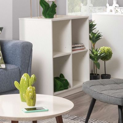 Biblioteca Con 4 Compartimientos Up Low Blanca Muebles Molti