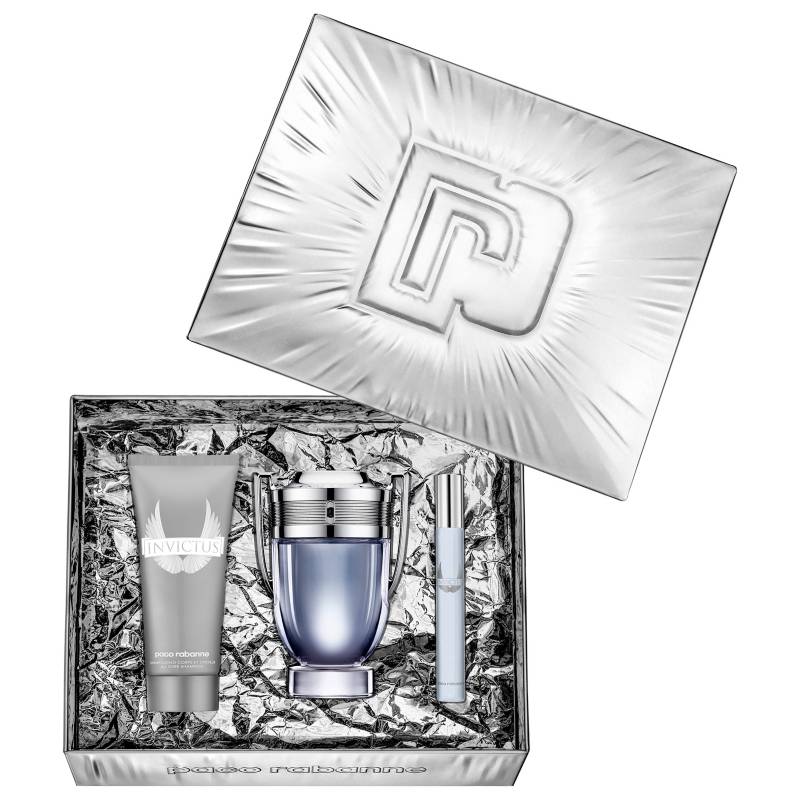 Paco Rabanne - Set de Perfume Hombre Paco Rabanne Invictus 100 ml + Shower Gel 100 ml + MegaSpritzer 10 ml