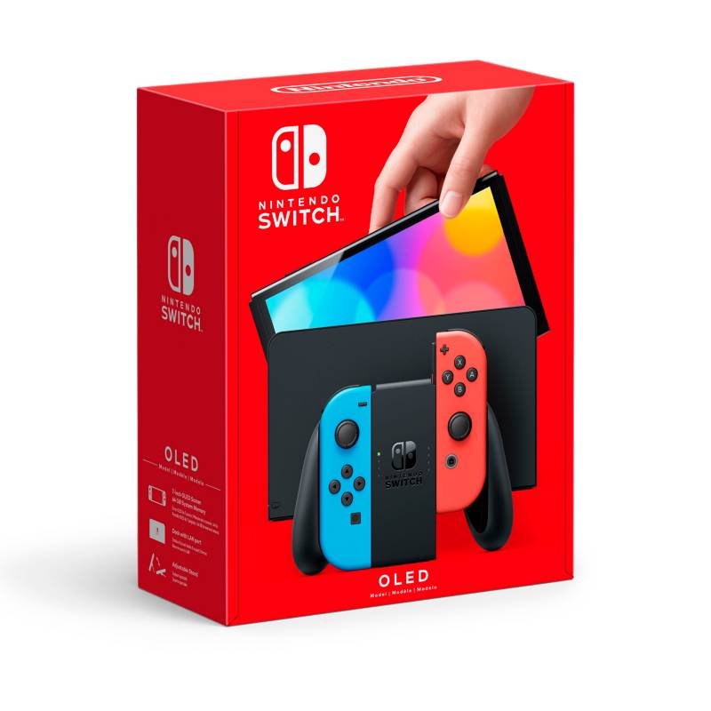 NINTENDO - Consola Nintendo Switch | Pantalla OLED | 2 Joy-Con Neon Rojo y Azul | 64GB de almacenamiento