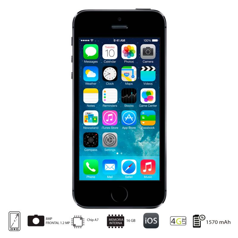 APPLE - Celular Libre iPhone 5S 16GB Gris | 4G Exclusivo Claro