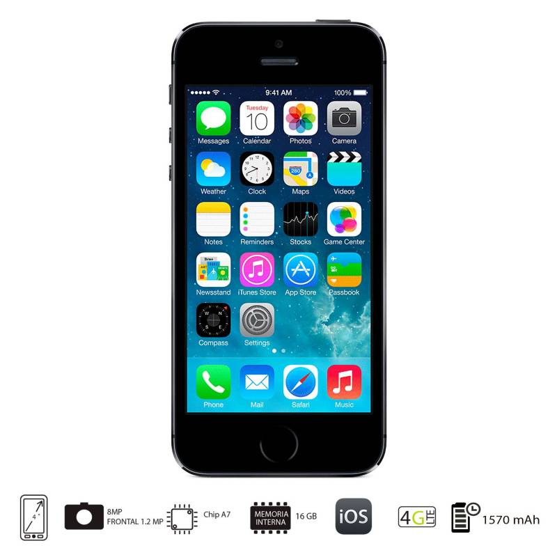 APPLE - Celular Libre iPhone 5S 16GB Gris | 4G Exclusivo Movistar