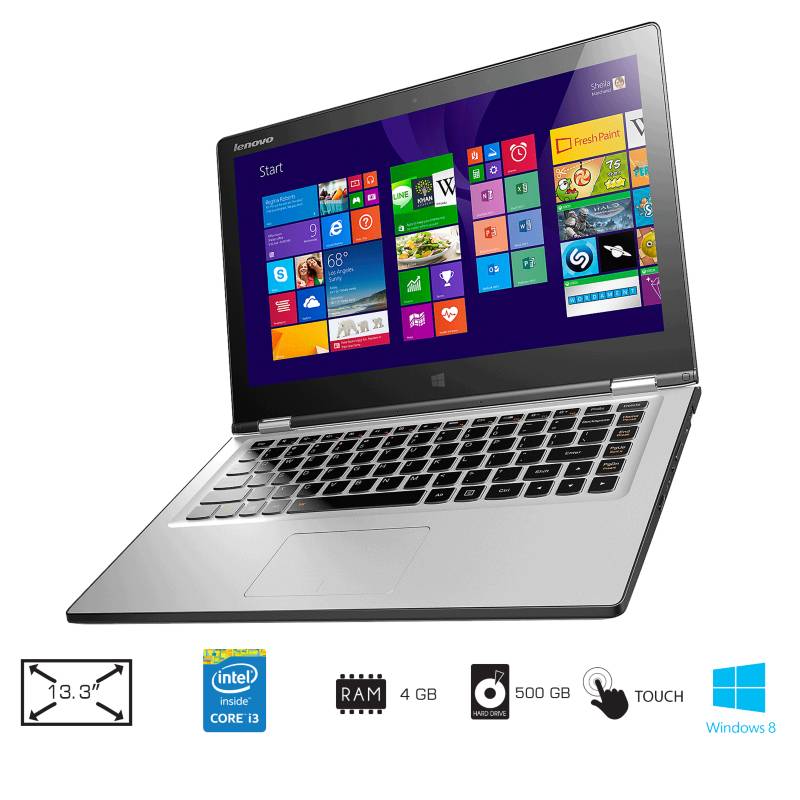 Lenovo - Portátil Notebook Plateado 13,3" Pantalla Táctil 500GB / YOGA 2 Core i3