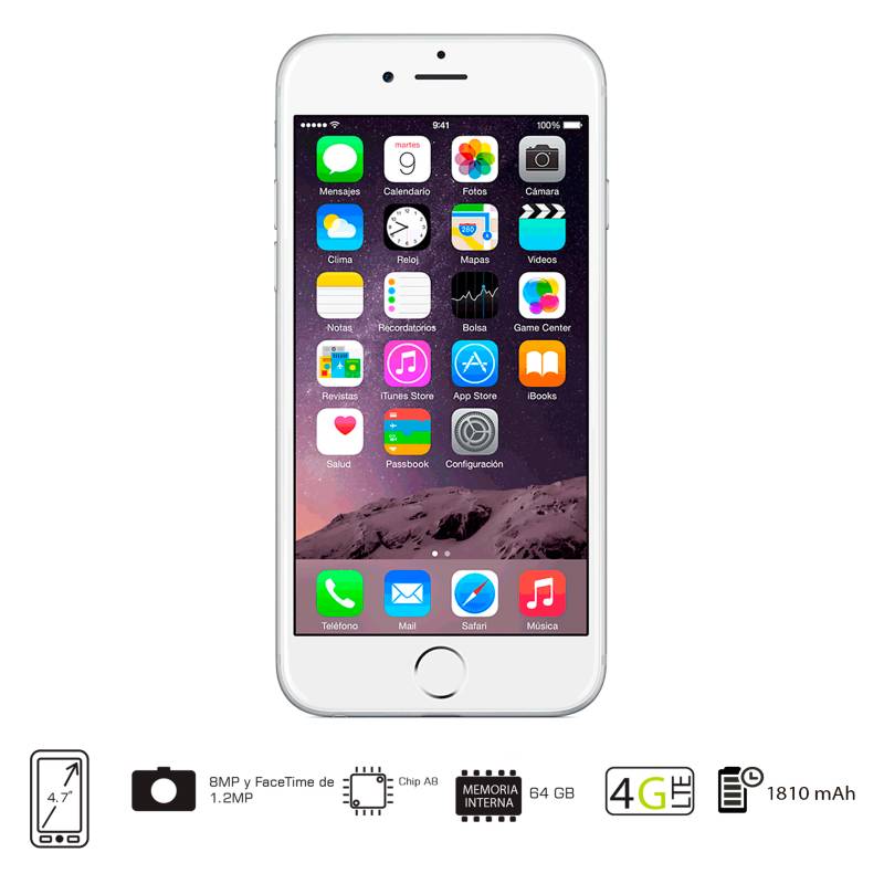 APPLE - iPhone 6 64GB Plateado Libre