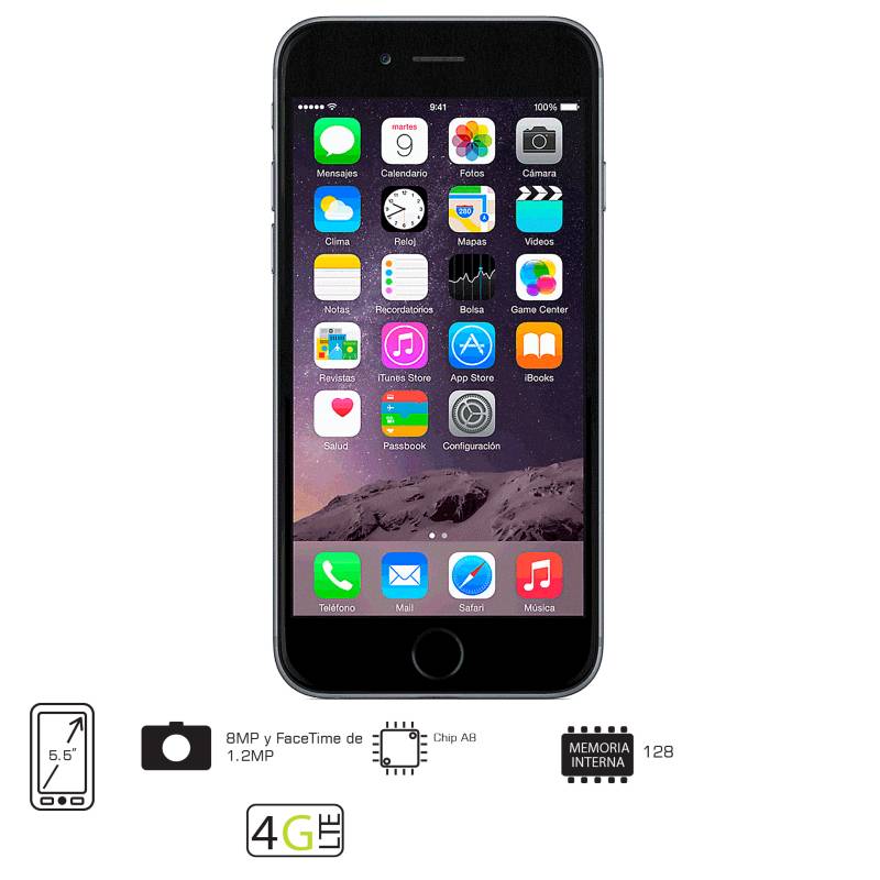 APPLE - iPhone 6 Plus 128GB Gris Libre