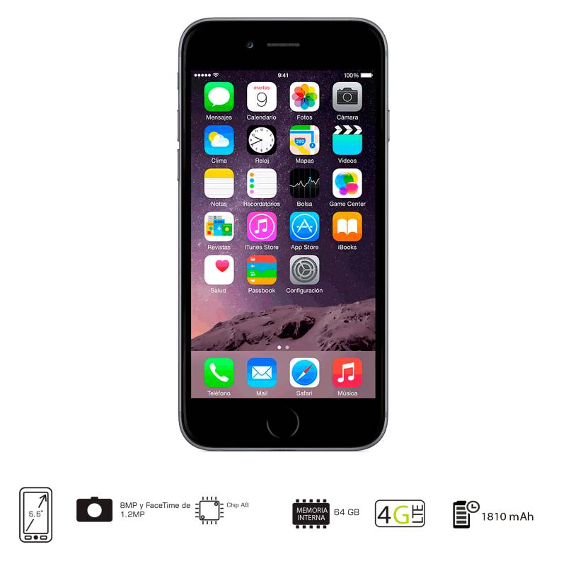 Apple - iPhone 6 Plus 64GB Gris Libre