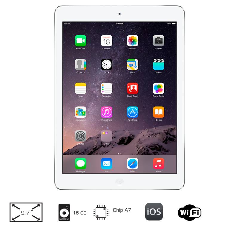Apple - iPad Air Wi-Fi 16GB Plateado / MD788CL/B